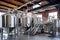 brewing tanks and equipment in a modern brewery