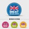 Brexit 2019 Date - Four Colorful Round Buttons - Vector Illustration - Isolated On Transparent Background