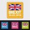 Brexit 2019 Date - Four Colorful Square Buttons - Vector Illustration - Isolated On Transparent Background