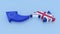 Brexit, arrow shaped UK & EU Flags pointing opposite directions