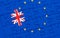 Brexit blue european union EU flag puzzle with puzzle piece with great britain flag