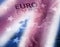 Brexit. British colors flag effect against euro banknote detail