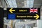 Brexit or british exit on airport sign board