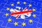 Brexit Concept. European Union Flag Puzzle with one Puzzle Piece With Great Britain Flag outside. 3d Rendering