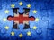 Brexit concept flag of european union with missing piece puzzle united kingdom flag