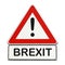 Brexit danger sign isolated over white