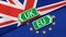 Brexit. EU and UK silk flags background. 3d illustration