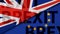 Brexit. EU and UK silk flags background. 3d illustration