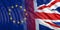 Brexit. EU and United Kingdom flag waving. 3d illustration