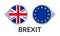 Brexit icon with UK flag and EU flag. British and Europe crisis symbol. Vector illustration