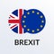 Brexit icon with UK flag and EU flag. British and Europe crisis symbol. Vector illustration