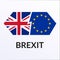 Brexit icon with UK flag and EU flag. British and Europe crisis symbol. Vector illustration