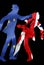 Brexit: illustration of European silhouette fighting UK s