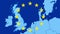 Brexit - map of the west of EU with the 12 symbolic stars - The UK is being erased in a blue smoky effect