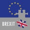 ??????Brexit puzzle concept. British and European Union flag , referendum.