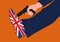 Brexit symbol with a British citizen shooting himself in the foot