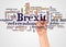 Brexit word cloud and hand with marker concept