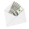 Bribe money in an envelope. Concept
