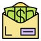 Bribery money envelope icon color outline vector