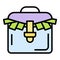 Bribery money suitcase icon color outline vector