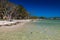 BRIBIE ISLAND, AUS - FEB 14 2016: Beach with trees on the west s