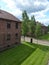 Brick barracks in the former concentration camp