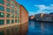 Brick buildings alongside Tammerkoski channel in Tampere, Finlan