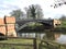 Brick buttress bridge over a river