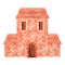 Brick castle. Watercolor illustration. Isolated on a white background. For design