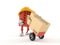 Brick character with hand truck