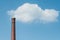 brick chimney factory on blue sky background white cl