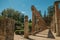 Brick columns and architrave at the Roman Theater of Merida