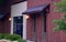 Brick facade with awnings modern building