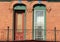 Brick Facade of old Home with Antique Windows