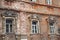 Brick facade of an old unkempt in Istanbul Turkey.