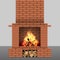 Brick fireplace