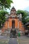 Brick gates and door of Pura Jagatnatha of Denpasar. Taken in January 2022