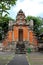 Brick gates and door of Pura Jagatnatha of Denpasar. Taken in January 2022