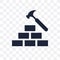 Brick hammer transparent icon. Brick hammer symbol design from C