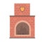 Brick home fireplace vector Illustration