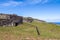 Brick houses at the ruins of Orongo Village at Rano Kau Volcano - Easter Island, Chile