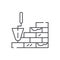 Brick laying line icon concept. Brick laying vector linear illustration, symbol, sign