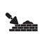 Brick laying masonry black vector concept icon. Brick laying masonry flat illustration, sign