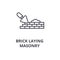 Brick laying masonry vector line icon, sign, illustration on background, editable strokes