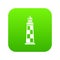 Brick lighthouse icon green vector