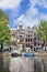 Brick mansions in the Amsterdam historical canal belt.