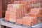 Brick. Piles of bricks for reconstruction building with soft focus