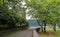 Brick road through beautiful Lagoa dos Furnas Garden close to Furnas lake on SÃ£o Miguel island, Azores