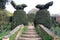 Brick steps leading to Topiary at Hidecote Manor