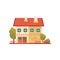 Brick suburban private house, front view vector Illustration on a white background